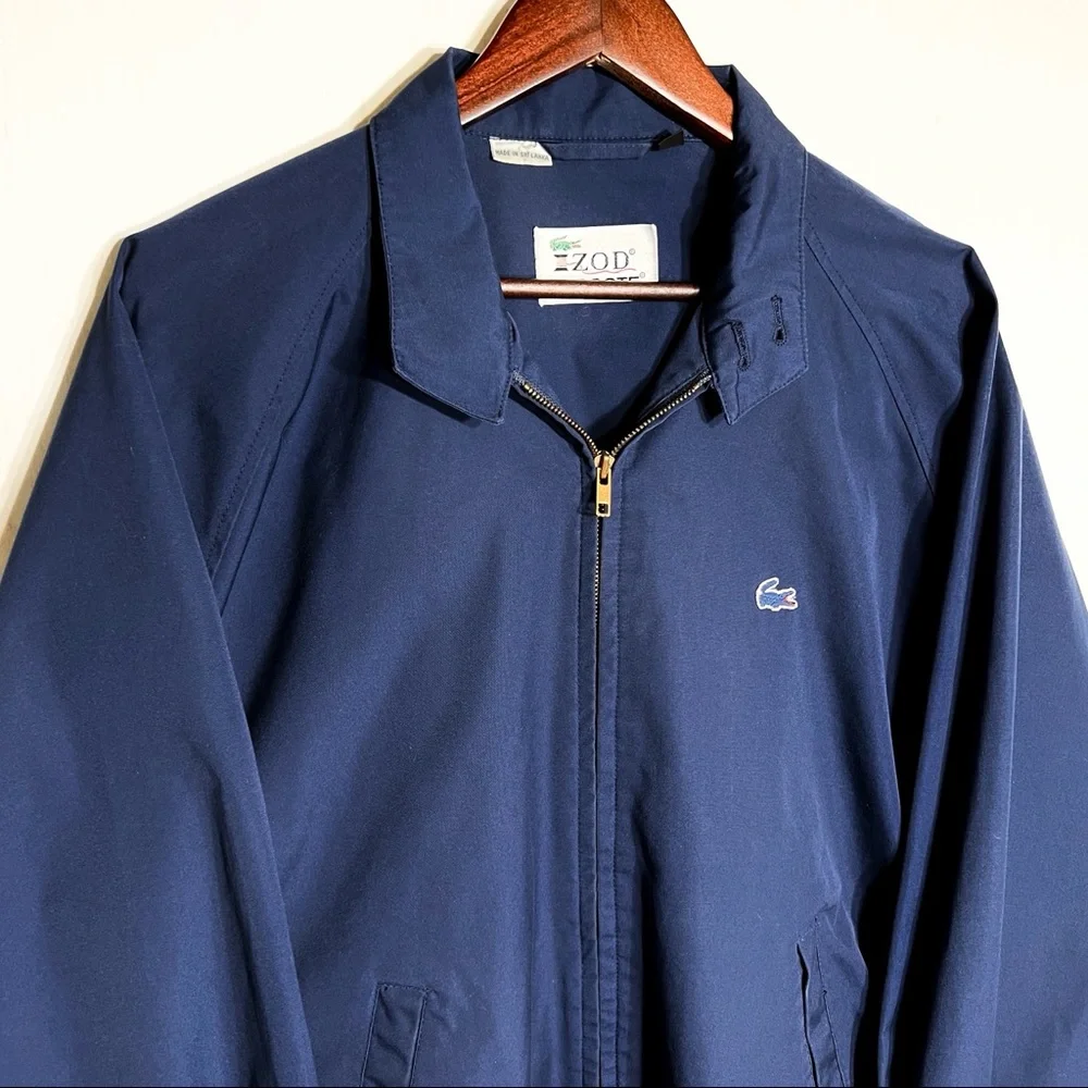 SOLD-Izod Jacket, Mens Navy Blue Alligator Logo Zip Up  Lightweight Jacket - Picture 3 of 9